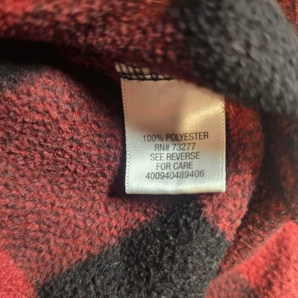 Croft & Barrow Mens XXL Red Black Buffalo Plaid Fleece Button Up Shirt Jacket - Picture 6 of 9